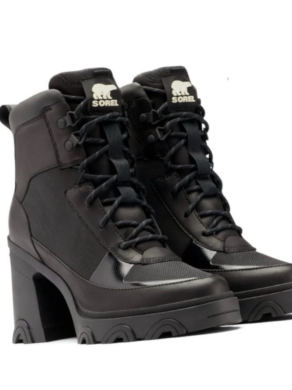 Sorel Black Lace-Up Chunky Heel Women's Boots